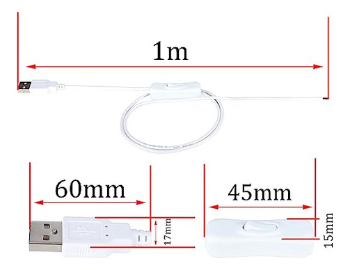 Cable Usb De 2 Pines Dc Con Interruptor De Encendido/apagado