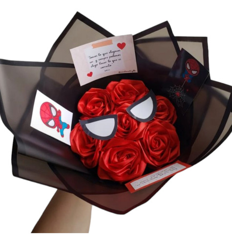 Ramo De Rosas Eternas Del Hombre Araña + Envío Y Dedicatoia 