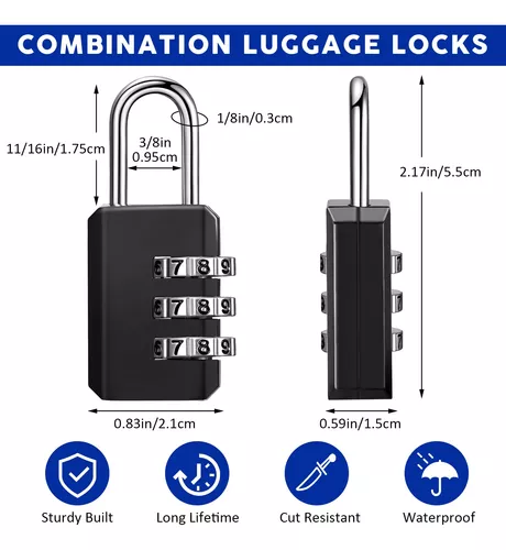 Candados - Candado Taquilla Gimnasio - Candado Combinacion De 3 Digitos Sin  Llave - Candado Maleta Viaje. Candados Maletas De Viaje 00102