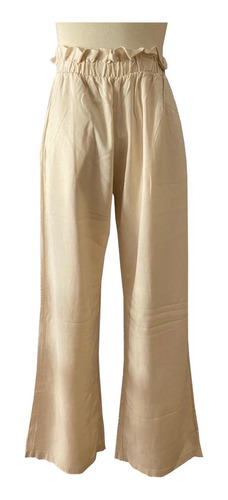 Pantalón Palazzo A La Cintura Beige Bolsillos R G Cristian