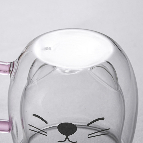 New,. 2 Tazas De Cristal De Borosilicato Con Forma De Oreja
