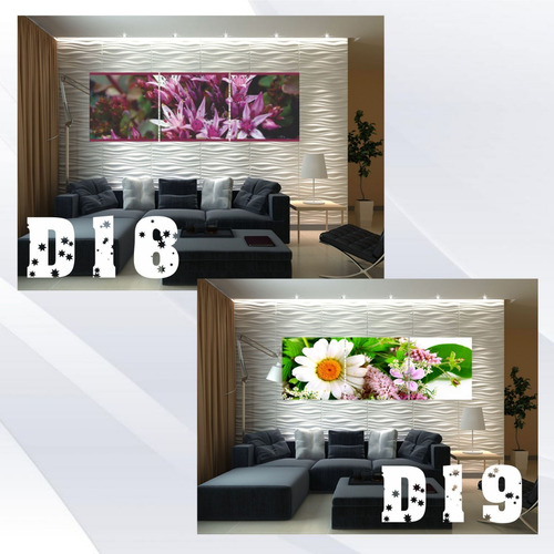 Tríptico Decorativo Flores En Marcado Madera Mdf 9mm