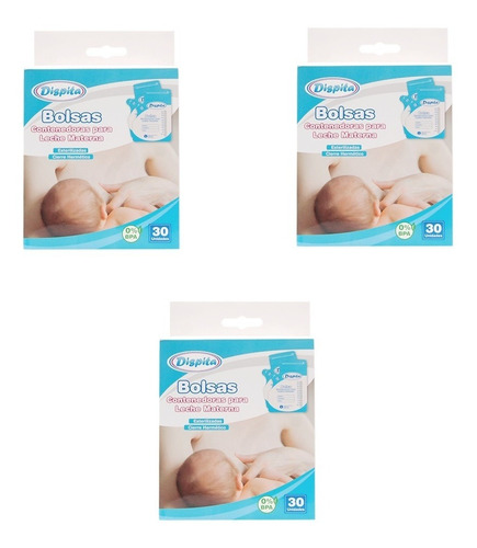 3 Pack Bolsas Contenedoras Para Leche Materna Dispita X30 Un