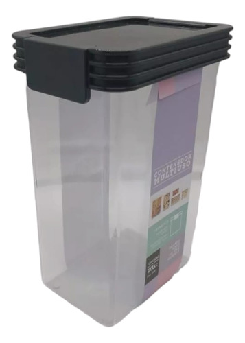 Contenedor Multiuso Plastico Hermético 1200cc Pack X 4