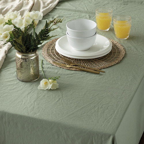 Mantel Simil Tusor Ambiente Cocina 130 X 250 Cm Jean Cartier Verde Malva Liso
