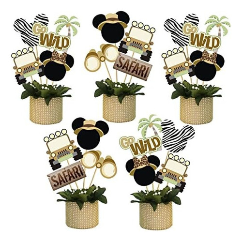 Sticks Para Centro De Mesa Mickey-safari - Lets Go Wild Ju