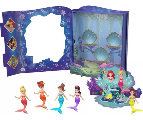 Disney Princess Set 7 Figuras Ariel La Sirenita Storybook