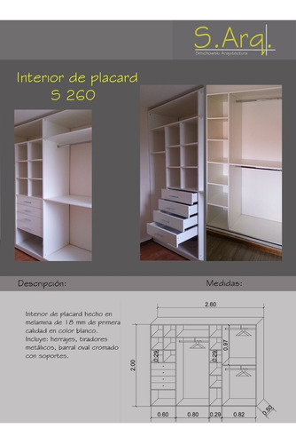 Interior Placar 2,60 X 2,00 H Blanco Melamina 18 Mm