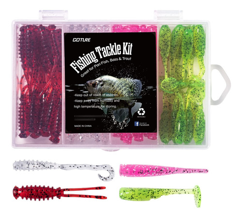 Goture Crappie Señuelo Cabeza Anzuelo Kit Jigs Gusano Blando