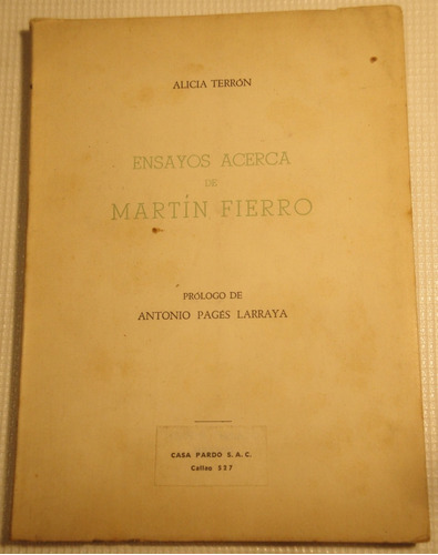 Alicia Terrón - Ensayos Acerca De Martín Fierro