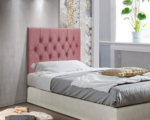 Cabeceira Painel Cama Box Solteiro 90 Cm Capitonê Rose Suede