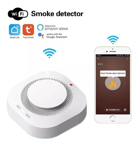 Pack 2 Sensores de Humo Tuya-Alarma WIFI para casa, oficina, negocio,  Detector de humo