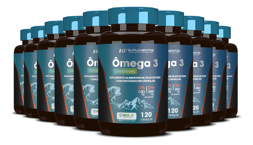 10x Omega 3 Concentrado 120 Caps Hf Suplementos