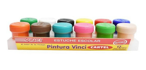 Set 12 Pintura Cartel Vinci Escolar Colores Surtidos 25ml