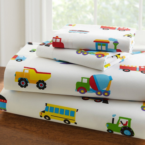 Linen Plus Sheet Set For Boys /teens Trucks Cars Tractors Po