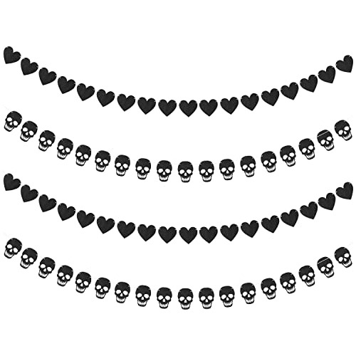 K1tpde 4pcs Gótico Corazón Negro Cráneo Pancartas De Hs9dx