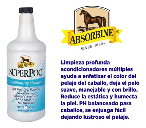Absorbine® Shampoo Caballo Super Poo 473 Ml Acond. Humectant