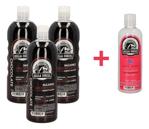 Kit 3 Bella Corcel Shampoo Chocolate+crecimiento+1 Ac Gratis