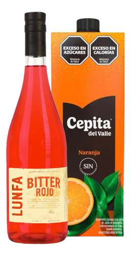 Lunfa Bitter Rojo 750 Ml + 1 Cepita Naranja 1 Litro