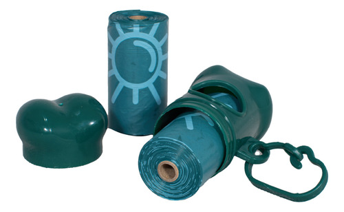 45 Bolsas Biodegradables Para Popo De Perro + Dispensador. Color Turquesa