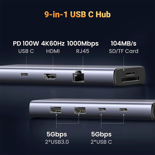 Hub docking USB C 9 En 1 HDMI 60HZ