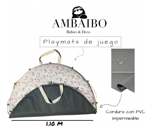 Playmat De Juego Para Bebés Impermeable Y Acolchada Bolso Arcoíris