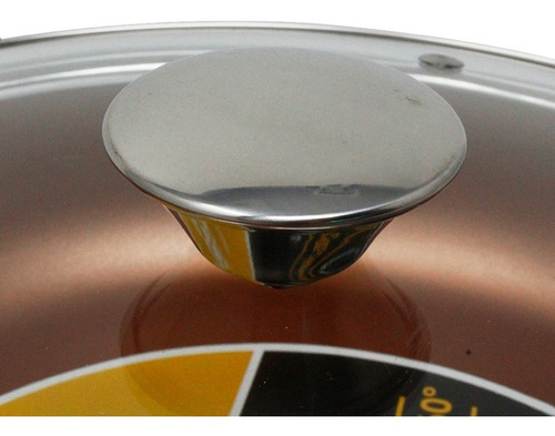 Sartén 28 Cm Cobre Int/ext Con Tapa De Vidrio Lamex 6660-6