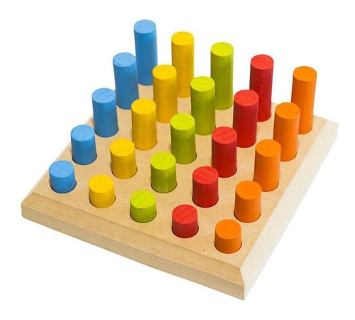 Pinos De Encaixe Brinquedo Colorido Educativo Woodtoy Cor Outro