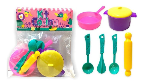 Kit Cocina Sarten, Olla, Utensilios X4 En Bolsa Para Jugar