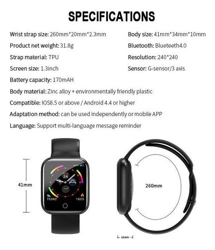 Reloj Inteligente I5 For Hombres Y Mujeres, Pulsera Imperme