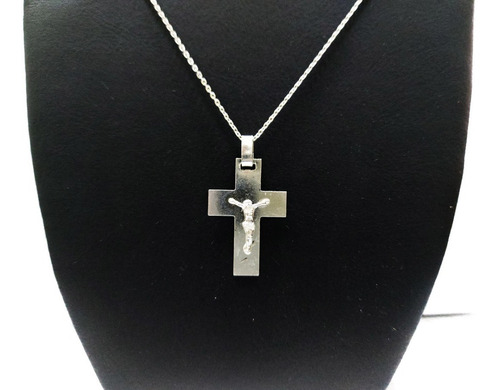 Dije Cruz Con Cristo 3,2 X 2,2 Cm Plata 925