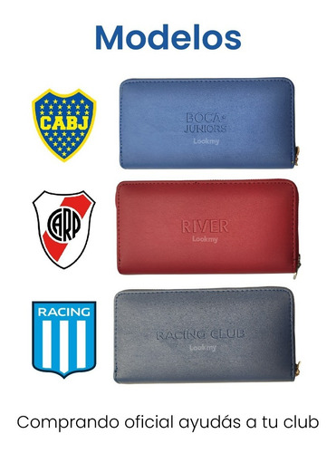 Imagen 7 de 10 de Billetera Dama En Cuero Fútbol Boca Juniors Oficial Mujer