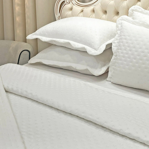 Kit Cobre Leito Percal 300 Fios Dupla Face Queen 3 Peças Cor Branco Lisa