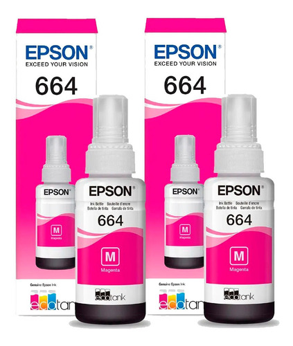 Kit 2 Tintas Originais Epson T664  Magenta L395 L375