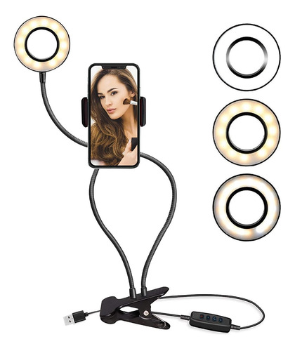 Selfie Ring Light Con Soporte Para Teléfono Celular  L...