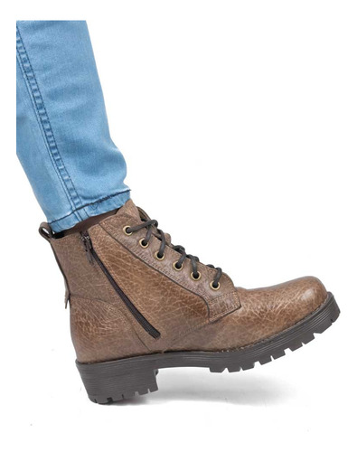 Borcegos De Cuero Con Cierre Gravagna Borcy Brown
