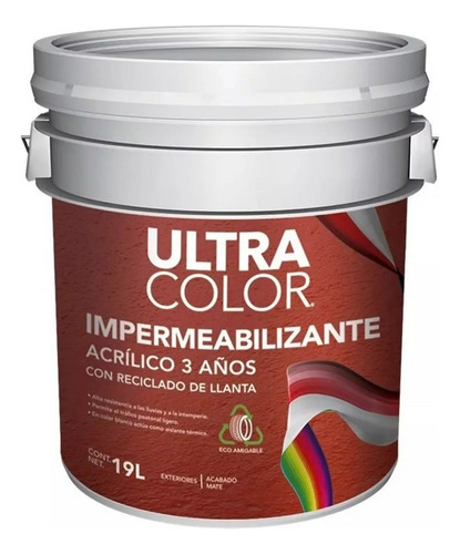 Impermeabilizante 3 Años 19 Lt Rojo Ecologico Caucho Llantas