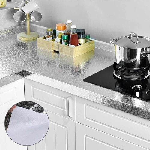 3 Rolos Papel Adesivo Aluminio Lavável Cozinha Impermeável