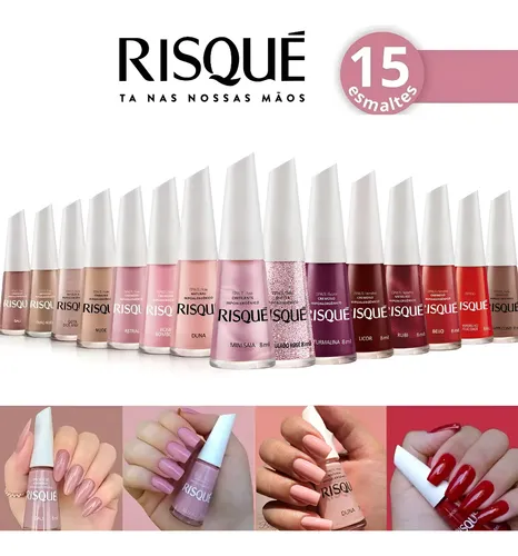 Risqué Kit Com 15 Esmaltes Novo Hipoalergênicos Atacado 8ml