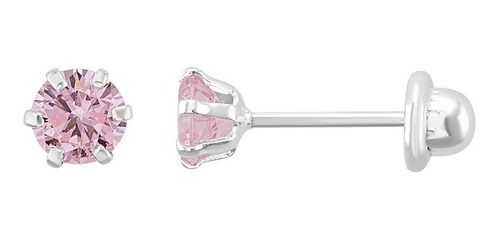 Broquel Recto Rosa 4mm Plata .925 - 2034