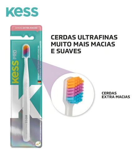Escova Dental Kess Pro Colorful Extra Macia Cores Sortidas 1
