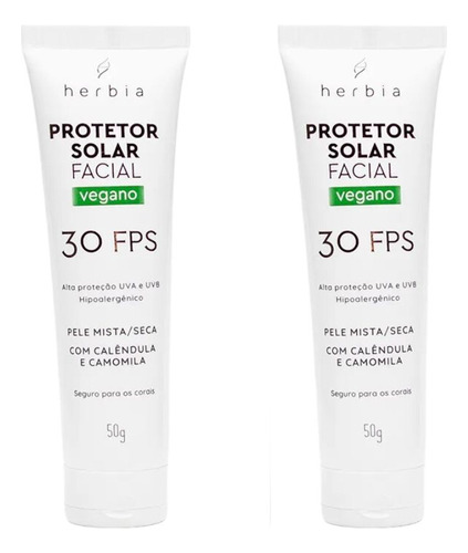 Kit 2 Protetor Solar Facial Fps30 Pele Mista Seca Natural