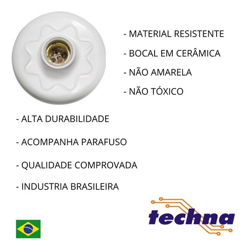 Imagem 2 de 5 de Kit 25 Plafons Simples Suporte Lâmpadas Bocal Cerâmico E27