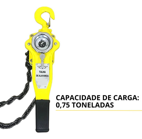 Talha Manual Alavanca Levantamento Carga 750kg Elevação 3m