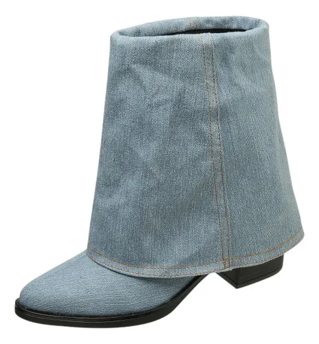 2025 Botas De Mezclilla P Trouser Tube For Mujer, Tacones