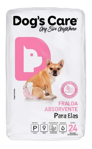 Fralda Descartável Higiênica P/ Cães Fêmea Dogs Care P 24 Un