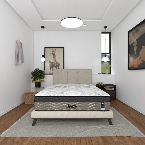 Colchón Individual Sealy Foam Confort + 2 Almohadas Sealy Color Blanco