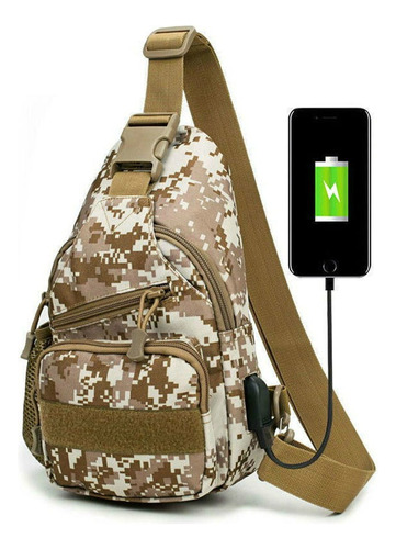 Bolso Banano Táctico Cruzado Bandolero Militar Carga Usb