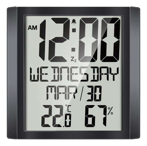 Monitor Termohigrómetro Para Oficina En Casa (negro), Reloj
