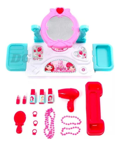 Set Tocador Maleta Ruedas Maquillaje Niña Con Accesorios